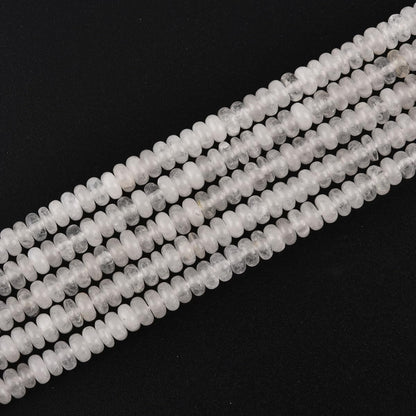 170pcs 4x2mm Natural White Crystal Stone Disk Rondelle Spacer Semi Precious Gemstone Loose Beads for Jewelry Making 15 Inch