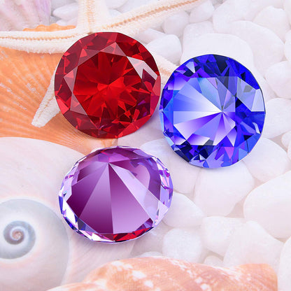 Hiziwimi 60mm Large Crystal Diamond Paperweight with Stand Jewels Wedding Decorations Centerpieces Home Decor (2.36 in, Purple)