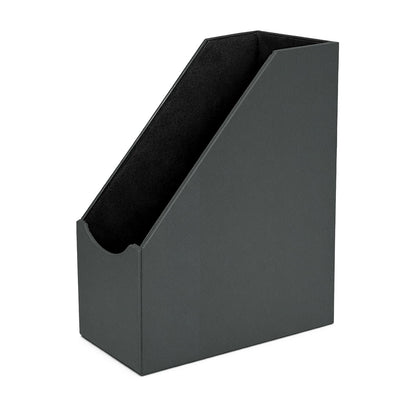 UnionBasic Magazine File Holder, Leatherette Desktop Document Organizer, Home Office Paper Holder File Storage Literature Sorter, Grey