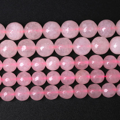 45pcs 8mm Natural Rose Pink Quartz Crystal Faceted Stone Beads for Jewelry Making Energy Healing Power Stone Beads DIY Bracelet Necklace Accessories 15" (8mm, Faceted Rose Quartz)