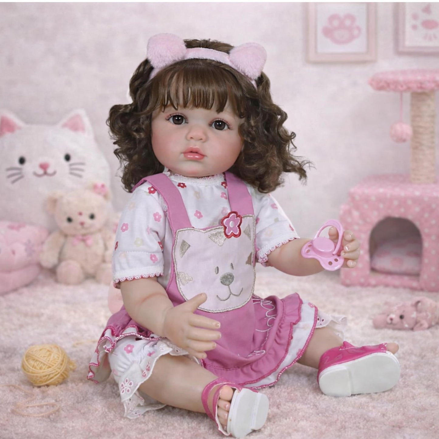 Purrfect Kitty Playtime Baby Doll – 22” Lifelike Reborn Toddler Doll with Hand-Painted Face, Rooted Hair, Cat-Themed Outfit & Accessories – Realistic Pretend Play Gift for Kids Ages 3+