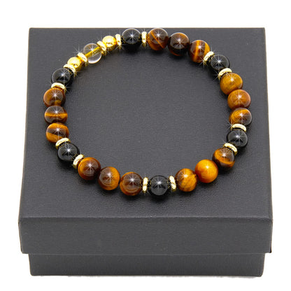 Cryhand Tigers Eye Protection Handmade Bracelet Best Present For Men Women Attract Wealth Chakra Feng Shui Stretchy Beaded Bracelets Lucky Friendship Bracelet
