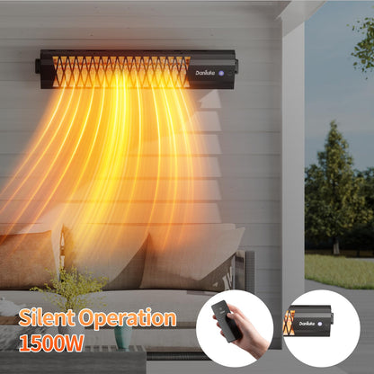 Outdoor Heater for Patio, 1500W Wall-Mounted Heater, Patio Heaters for Outdoor Use, Waterproof, Carbon Fiber Tube, for Backyard Gazebo Garage Black