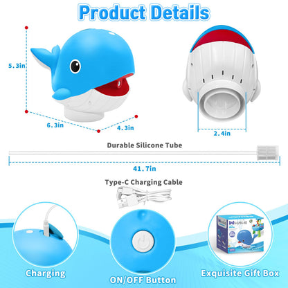 Infowush Water Table Pump, Whale Rechargeable Water Pump for Water Table with Sprinkler, 3.5 Hours Non-Stop Fun Summer Outdoor Water Toys Outside Water Play Table Accessories for Kids Toddlers, Blue