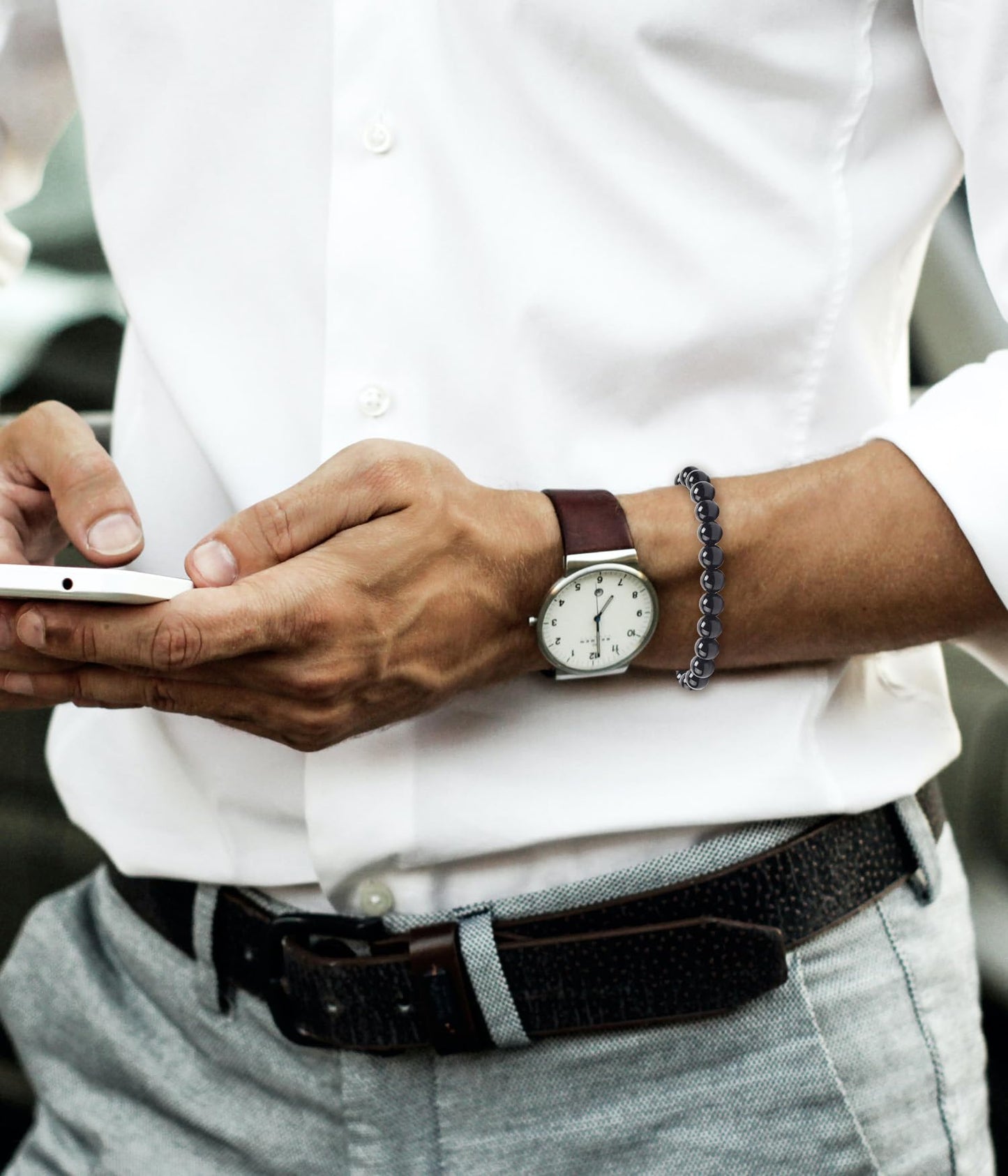 BOMAIL Natural Stone Bracelet for Women Men - 8MM Semi-Precious Gemstone Beaded Bracelet Healing Crystal Stretch Bracelet Yoga Bracelets Jewelry
