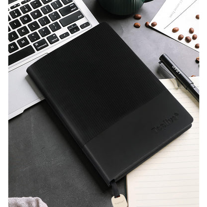 Toplive A5 Journal Notebook Soft Flexible Leather Cover, Premium Thick Lined and Blank Paper Double Layout 8.26" x 5.7" with Metal Bookmark, Black