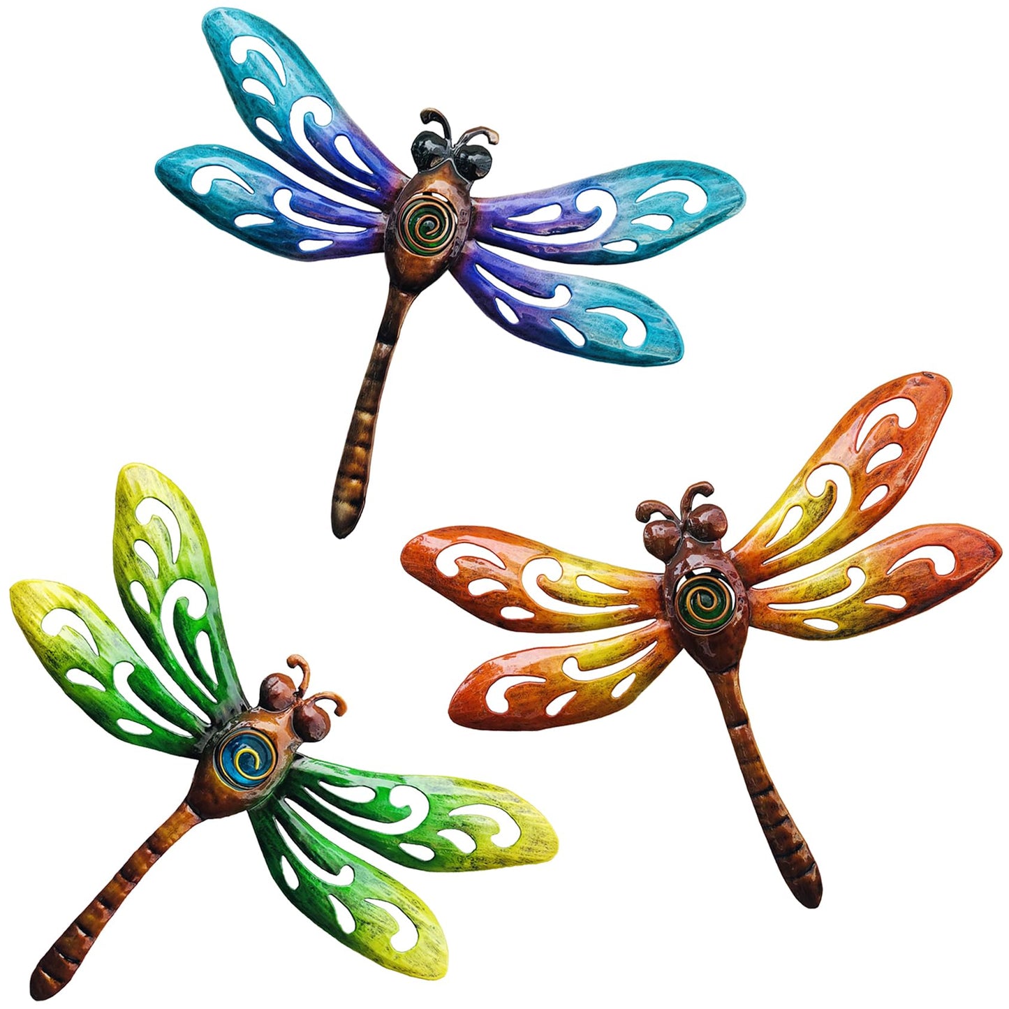 Yonivexis Metal Dragonfly Wall Decor Outdoor wall Art Hanging Decorations Living Room Bedroom Fence Dragonfly Garden Decor, Style1