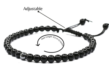 Amazing Gemstone Lymph Detox Magnetic Bracelet Ankle, Black Obsidian Hematite Bracelet Pulseras Para Hombres Mujer Stocking Stuffers (Set of 3)
