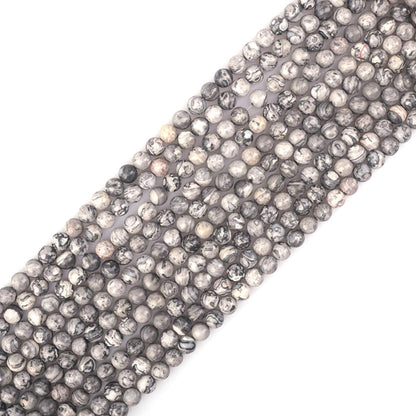ICAI Beads 10mm Natural Map Stone Round Loose Stone Beads for Jewelry Making DIY Crafts Design 1 Strand 15" APPR.34-36pcs
