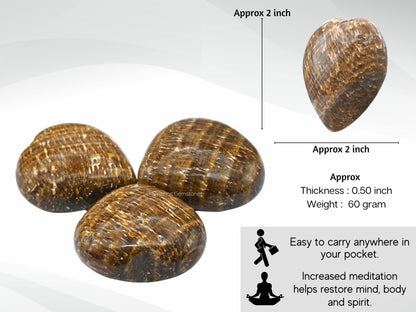Aragonite Crystal Heart Palm Stone - Pocket Massage Worry Stone for Natural Body Chakra Balancing, Reiki Healing and Crystal Grid