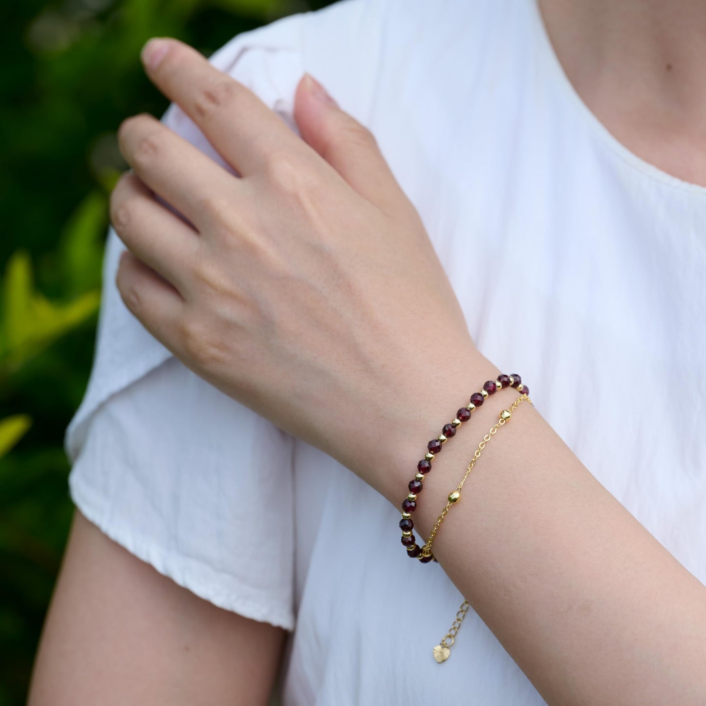Farfume Garnet Crystal Bracelet Beaded Bracelets for Women 4mm Natural Stone Beads Gemstone Handmade Jewelry Valentine's Day Gifts