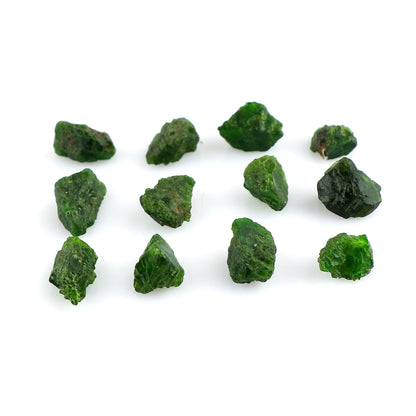 CRYSTALINES (50cts (14-16pcs) Natural Raw Green Chrome Diopside Gemstone, AAA Grade Wholesale Rough Stones, Chakra Reiki Healing Crystals, DIY Craft Supplies, Jewelry Making, Gem Collection