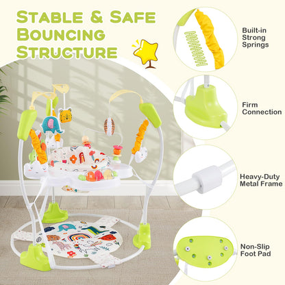 BABY JOY Baby Jumpers and Bouncers, Infant Activity Center with Music Lights Sounds, 360° Rotating Seat and 3 Adjustable Heights, Baby Play and Learning Center for 6-12 Months
