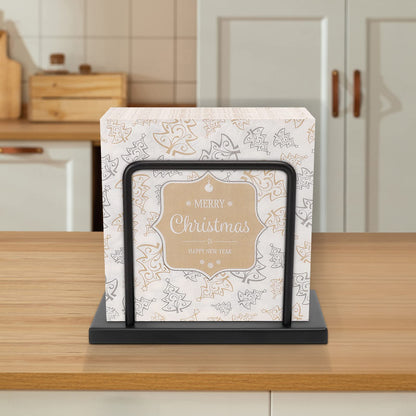 Livabber Napkin Holder, Metal Napkin Storage Modern Freestanding Tissue Paper Dispenser for Table Kitchen Countertop (Metal Base, Black)
