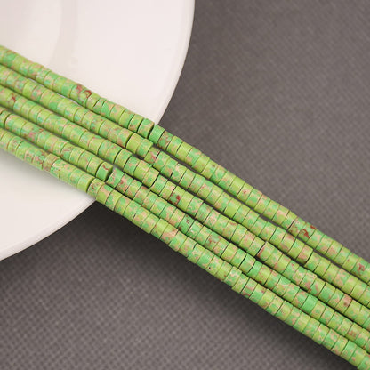BONNY BOXX 150PCs Natural Green Imperial Jasper Spacer Beads, Loose Semi Precious Flat Round Gemstone Heishi Disc Stone Beads for Beading Jewelry Making 4mm*2mm