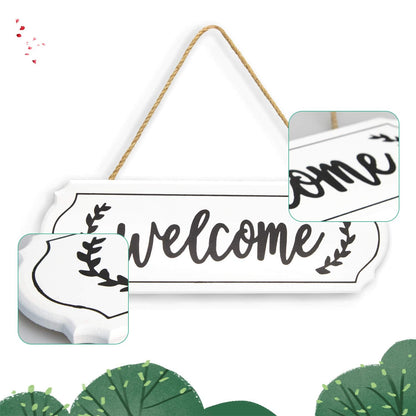 Rustic Wooden Welcome Sign for Farmhouse Decor - Wall Hanging, Porch Decor, White, 11.61 x 3.74 Inch