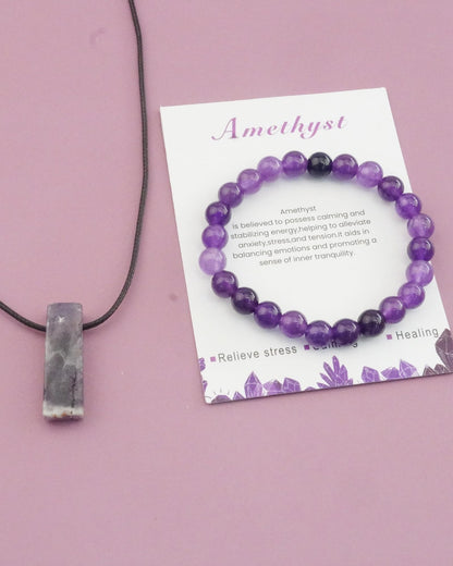 LANWLOSI Amethyst Bracelet for Women Natural Amethyst Beaded Bracelet Anxiety Relif Yoga Meditation Healing Bracelets Jewelry Gifts for Her