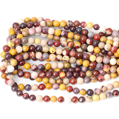 CHEAVIAN 45PCS 8mm Natural Moonkaite Jasper Gemstone Round Loose Beads for Jewelry Making DIY Handmade 1 Strand 15"