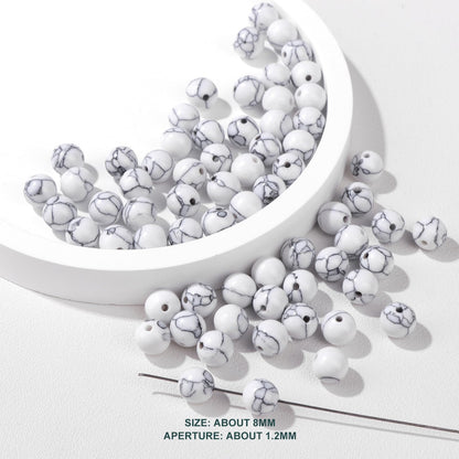 Risyfjew 50PCS 8mm Natural Howlite Beads Gemstone Round Loose Beads for Jewelry Making Chakra Crystal Stone Beads for Bracelets Necklace Earrings Making Supplies (50pcs/Strand)