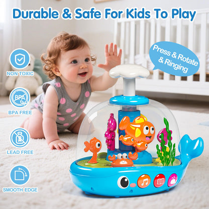 Baby Toys 6-12 Months, Press & Glow & Spin Infant Toys, Cause and Effect Baby Musical Toys Educational Toy for 1 Year Old, 1st Birthday Gifts for 6 7 8 9 10 11 12Month
