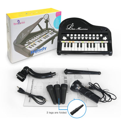 Love&Mini Toddler Piano - 24 Keys Black Baby Piano Toys with Microphone, Birthday Gifts for 3+ Year Old Girls and Boys