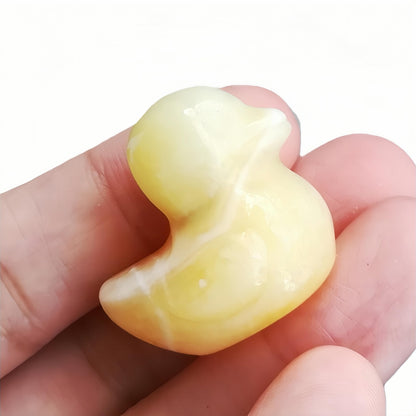 Bacatgem Natural Yellow Jade Crystal Duck Carving Positive Energy Home Decoration Desk Decor,1.18 Inchs Crystal and Healing Stone Ornament