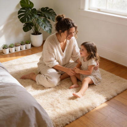 SWGRT 2x3 Solid Fluffy Camel Area Rug – Washable, Durable,Small Bedroom Rug, Non-Slip High Pile Shag Rugs for Living Room, Bedroom, Bedside, Dorms, Nursery Rooms, Kids Room, Soft Indoor Floor Carpet
