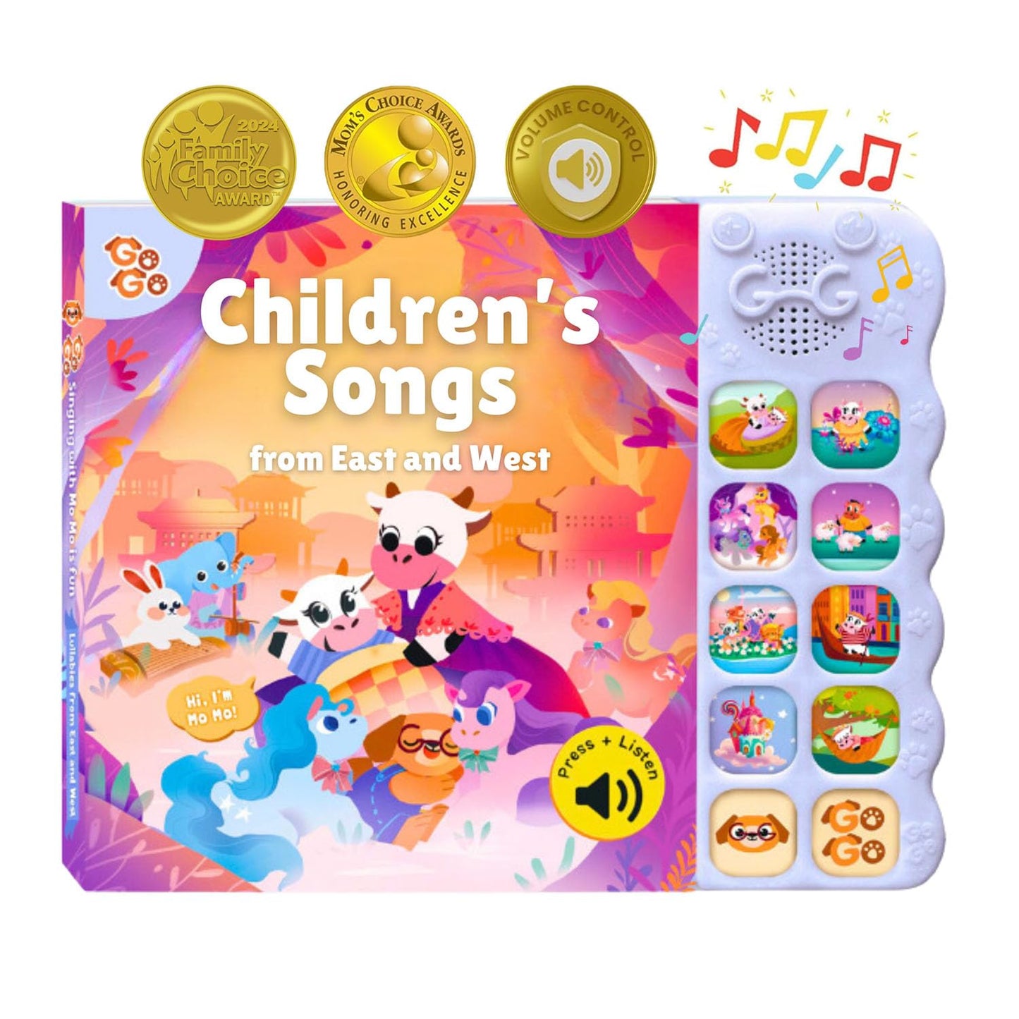 GO GO Children's Songs from East and West 8 Baby Songs, Musical Book for Toddlers 1-3, Nursery Rhyme Books, Talking Features, Singing Toys and Music for Early Learning and Entertainment