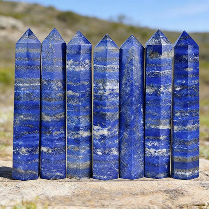 Natural Stone and Crystals Point Wand Reiki Healing Stone Rose Quartz Amethyst Home Decor Mineral Stones Crafts (5.9inch Wand Lapis Lazuli)