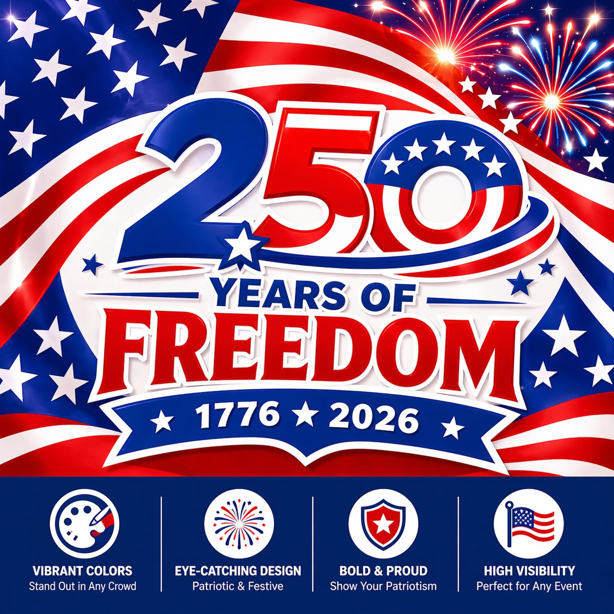 America 250th Anniversary Stick Flags 25/50 Pack – 1776-2026 Patriotic Hand Held American Flags, Small Mini USA Flags for Parade, Party, Classroom, Memorial Day, Independence Day & July 4th Decorations (50)