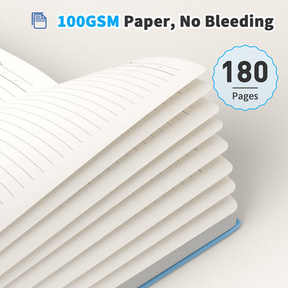 Oucaru Lined Journal Notebook, 4 Pack, 180 Pages, A5 Journals for Writing, 100 GSM Thick Paper, Small Notebooks Daily Journal for Women Men Work, Business, School, Travel Supplies