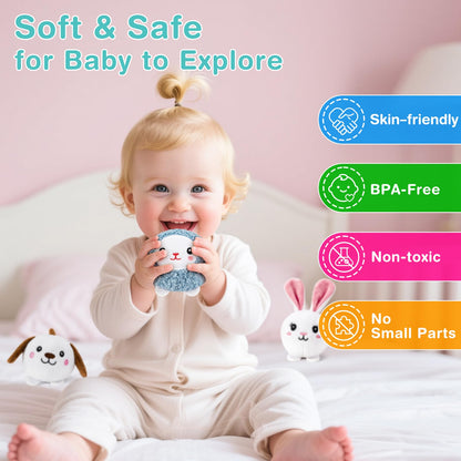 NECTAR BABY Soft Baby Sensory Toys - First Surprise Barn with 6 Stuffed Farm Animals - Rattles, Crinkles, Squeak, Mirror - Montessori Toys for 6-12 Months Infant & 1-3 Years Toddler Gifts & Travel Toy