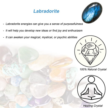 Labradorite Healing Crystal Stones, 1.25-2.0" Large Reiki Healing Gemstones Natural Tumbled Polished Stones for Energy Witchcraft Therapy Meditation