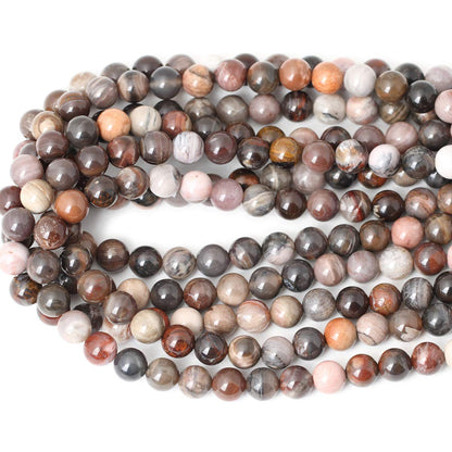 CHEAVIAN 35PCS 10mm Natural Silicified Wood Jade Gemstone Round Loose Beads for Jewelry Making DIY Findings 1 Strand 15"