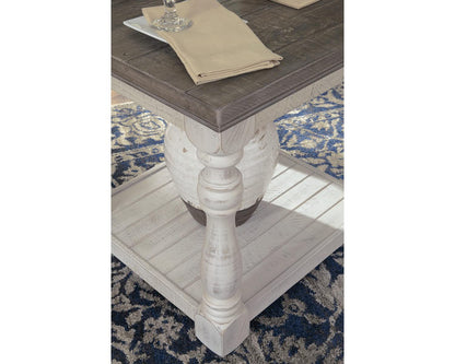 Signature Design by Ashley Havalance Farmhouse Rectangular End Table, Floor Shelf, Wood, 26" W x 24.13" D x 24" H, Vintage Gray & White with Weathered Finish