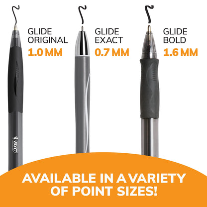 BIC Glide Exact Black Retractable Ballpoint Pens, Fine Point (0.7mm), 12-Count Pack, Ultra Smooth Writing Black Pens