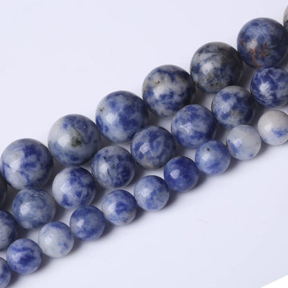 10MM Blue Sodalite Jaspers Stone Round Loose Beads Natural Gem Beads Crystal Energy Stone Beads for Jewelry Making DIY Bracelet Necklace