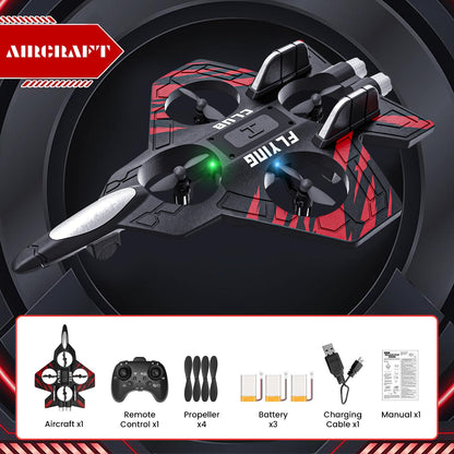 Epstur RC Plane - RC Airplane Fighter, Foam Remote Control Airplanes, RC Plane Fighter Jet with Auto Hover, Headless Mode 3D Flip Colorful LED Lights & 3 Batteries Remote Control Fighter