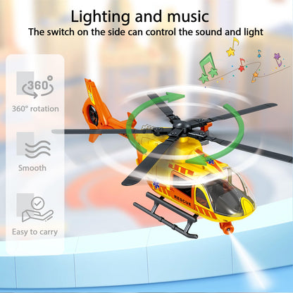 Rescue Helicopter Toys for Boys with Hanging Basket Airplane Toy with Lights and Sound Rescue Vehicles Toys for Kids Aged 3 4 5 6 7
