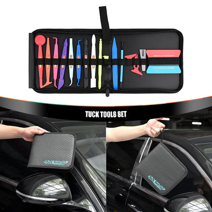 EHDIS Vinyl Tucking Tool 17 in 1 Vinyl Wrap Stick Set with Tool Pounch Car Wrapping Mini Corner Squeegee Curves Slot Vinyl Tools for Window Tinting,Vinyl Film Application,Wallpaper Installing