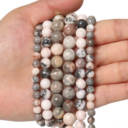 About 45pcs 8mm Natural Stone Beads Pink Zebra Jasper Beads Energy Crystal Power Gemstone for Jewelry Making, DIY Bracelet Necklace