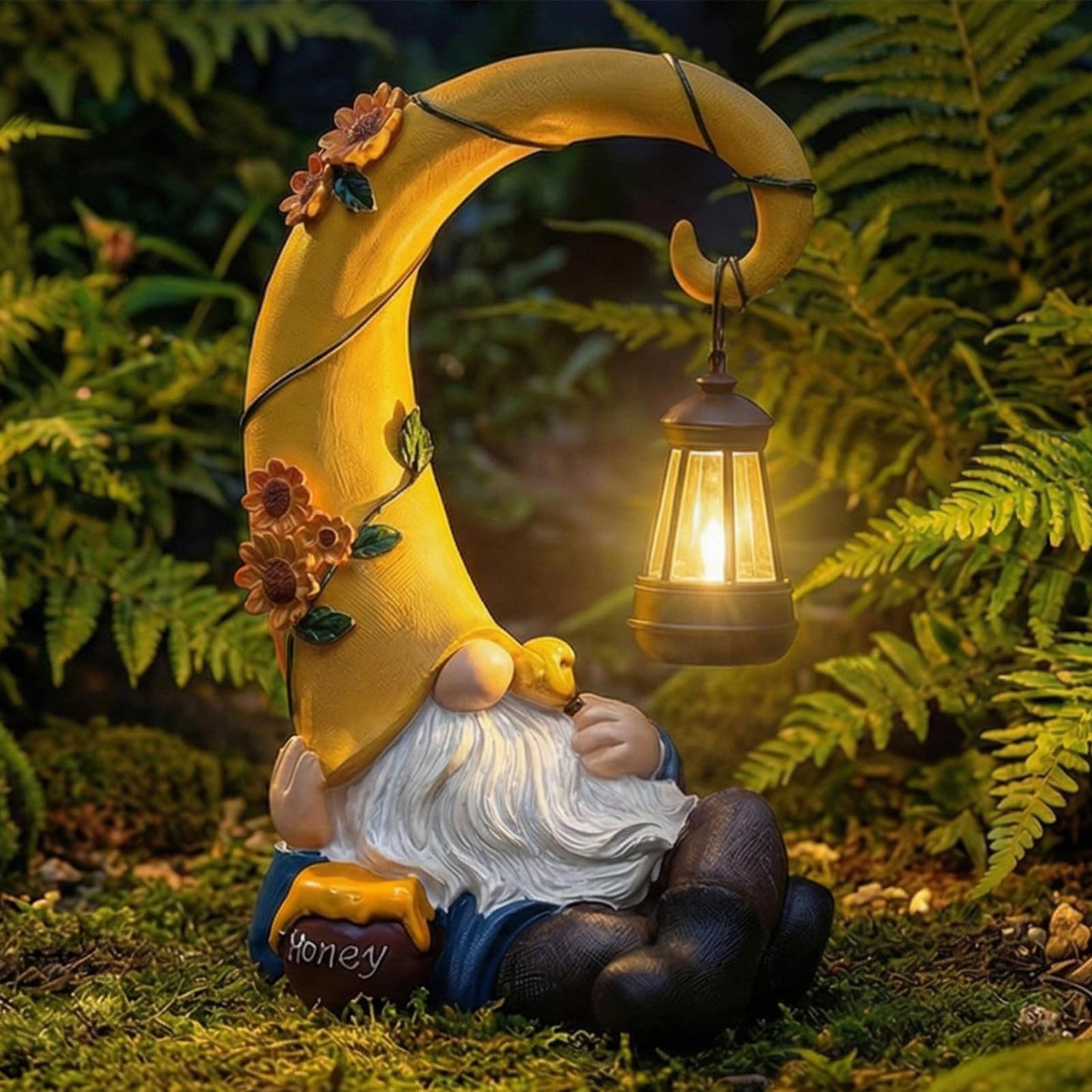Lavezee Garden Gnomes Outdoor, Spring Gnome Statue with Solar Lantern for Yard, Patio, Lawn Graden Decor, Funny Gnome Gifts for Mom Grandma Women