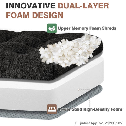 Shinnwa Memory Foam Recliner Cushion for Elderly, Patented Design Extra Large Seat Cushion, Dual-Layer Foam Chair Pad for Couch, Armchair, Wicker Chairs, Floor, 20 × 20 × 5in, Charcoal