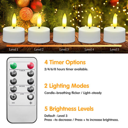 HAIDOLIANG Rechargeable Tea Lights with Remote Timer & Dimmer, USB Flickering Battery Operated Flameless Candles for Aniversary, Wedding Centerpiece Table Decor, Halloween, Christmas (6PCS)