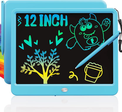 TEKFUN 12 Inch LCD Writing Tablet for Kids, Coloring Drawing Pad, Mess Free Doodle Board, Airplane Travel Toys for Boys and Toddlers, Road Trip Essentials, Gifts for 3 4 5 6 7 8 Year Old Girls(Blue)