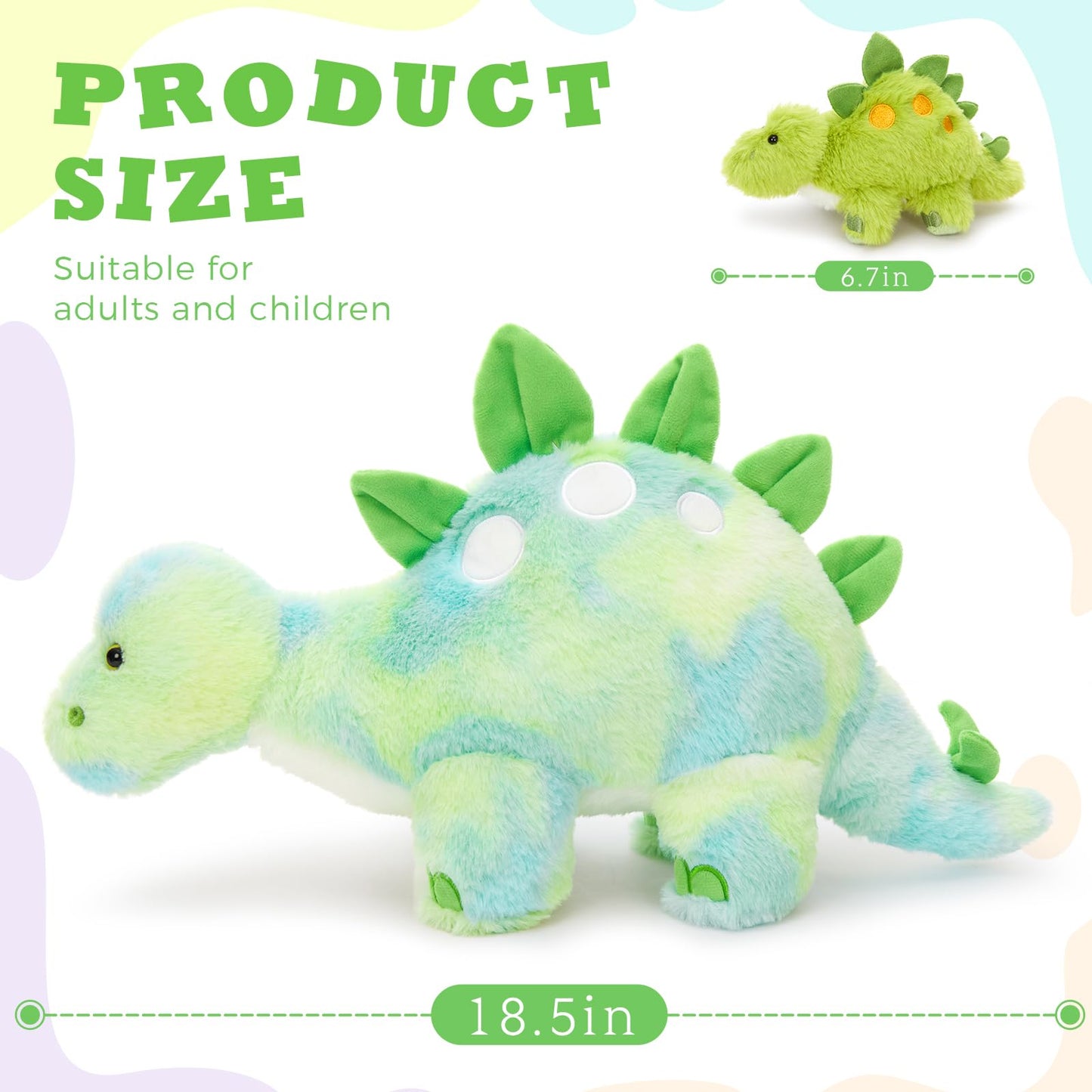 Karister Dinosaur Stuffed Animal,Dinosaur Plush Toys for Girls,Cute Dino Plushies,Mommy Dinosaurs,3 Baby & 2 Eggs Gifts Kids Boys Christmas Easter Birthday Children's Day (Night-Glowing Stegosaurus)