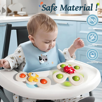 CalfQueen Baby Dinosaur Suction Cup Spinner Travel Toys for Kids Ages 1-3, Fidget Spinner Toys for 1 Year Old Boy Girl 12 Months, Sensory Bath Toy for Toddlers Infants Birthday Gifts