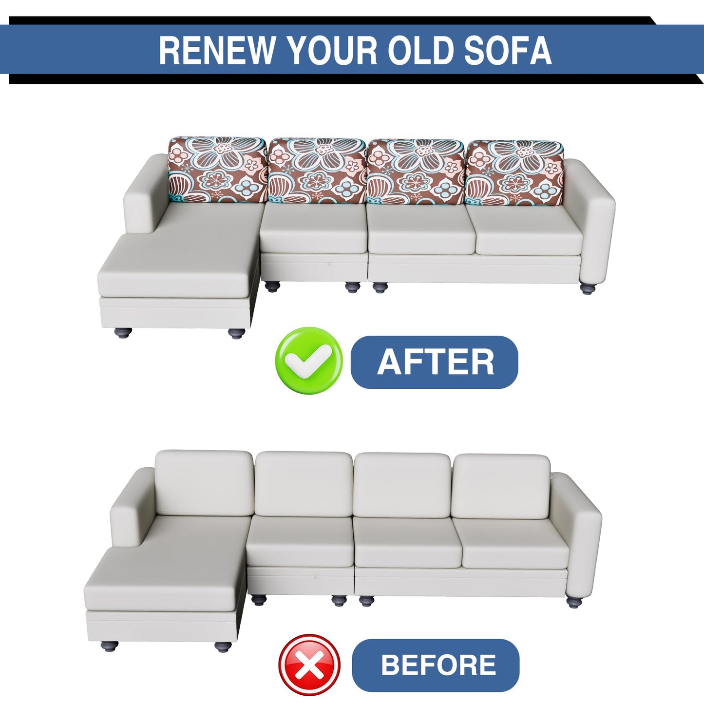 Gdmhy Stretch Couch Cushion Covers for Individual Sofa Seat Cushion,Washable Cushion Slipcover for Chair Loveseat Sofa Cushion,Furniture Protector Sofa Cover(Backrest or Seat)