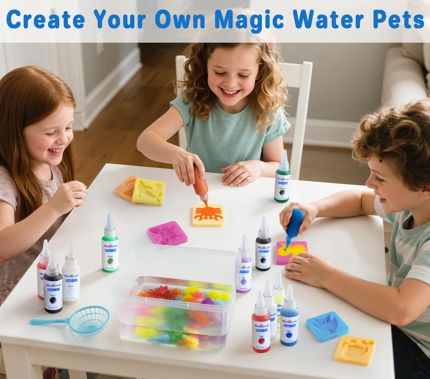 Magic Water Elf Toy Kit - Magic Gel Water Pets with Aquarium Bottle - Make Your Own Squishies Crafts Toys - Crafts Kit for Kids Christmas Gifts Birthday for Girls Boys Age 6 7 8 9 10 Years Old
