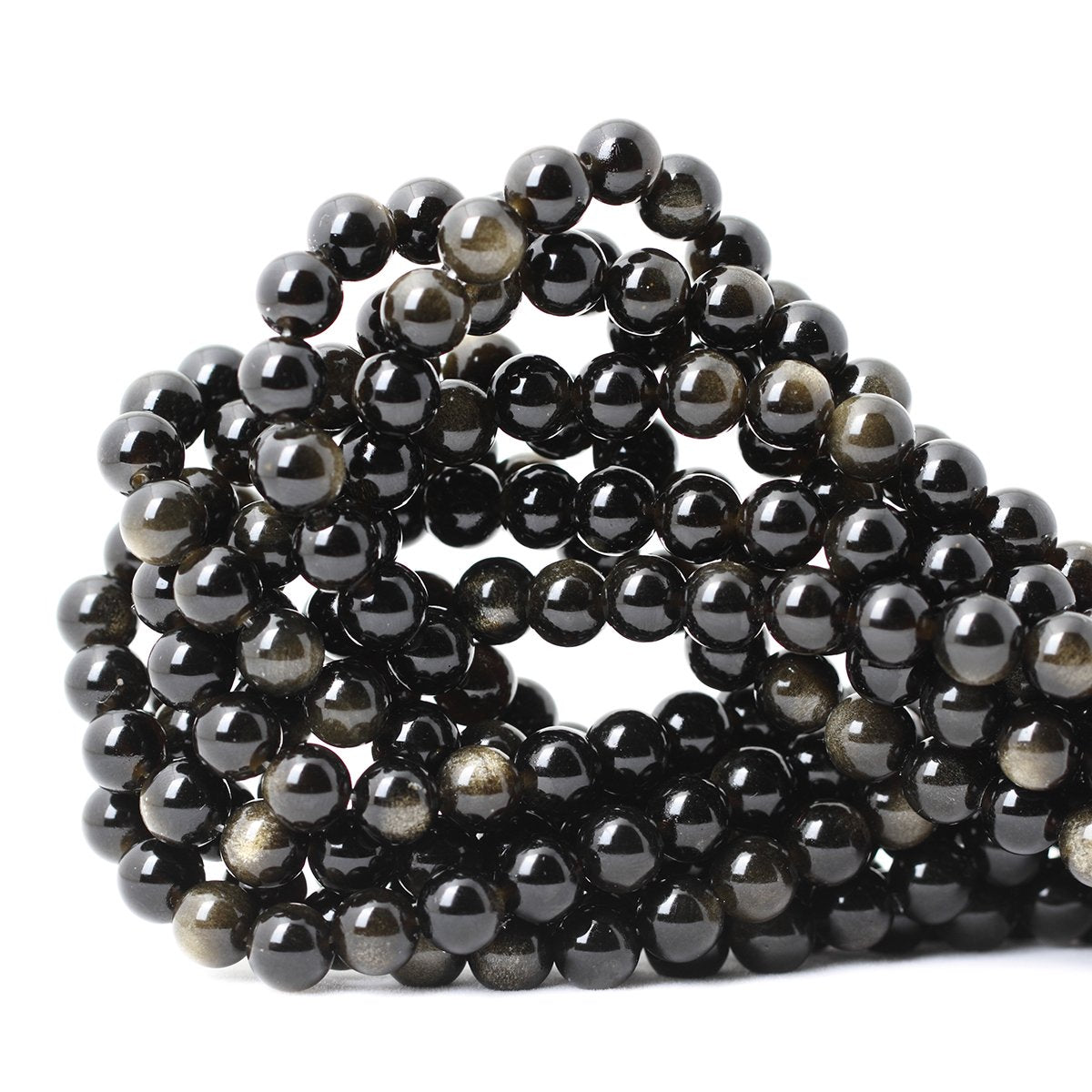 CHEAVIAN 45PCS 8mm Natural Golden Obsidian Gemstone Round Loose Beads Crystal Energy Stone Healing Power for Jewelry Making 1 Strand 15"